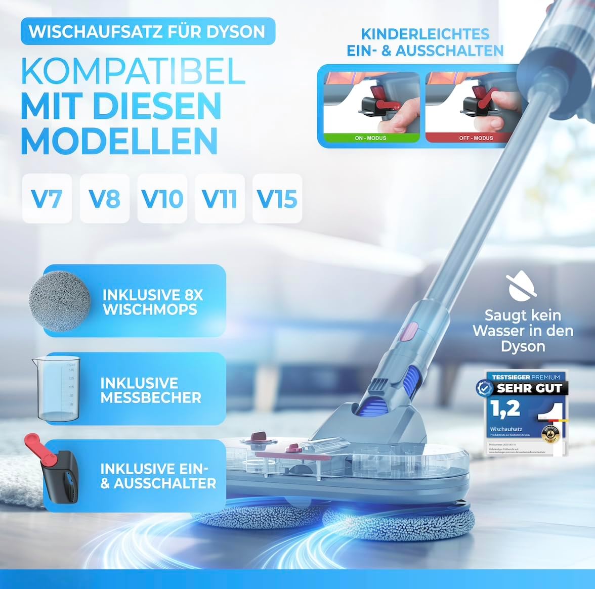 Thumbnail 1 de Testsieger Wischaufsatz für Dyson V7/V8/V10/V11/V15 (Gen5) – elektrischer Wischmop mit abnehmbarem Wassertank