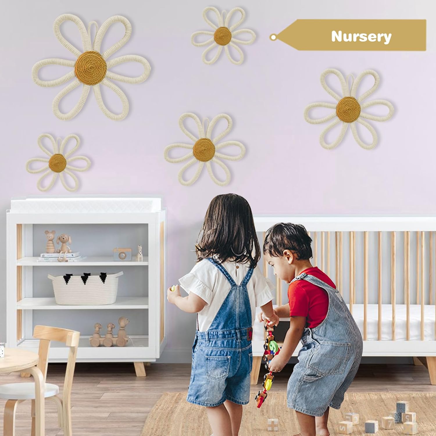 Thumbnail 6 de MEINV BF-600W Boho Daisy Wall Décor, 6-Piece Cotton Rope Set
