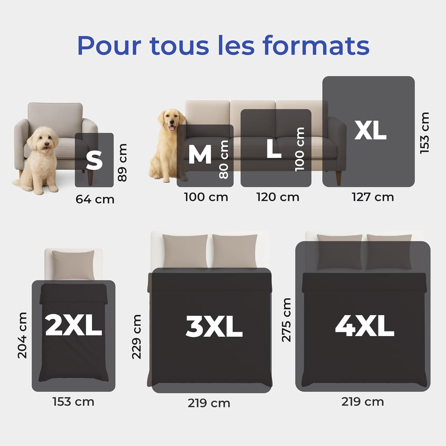 Thumbnail 4 de Dreamzie Plaid imperméable pour chien 100x120 cm réversible en polaire sherpa – gris foncé