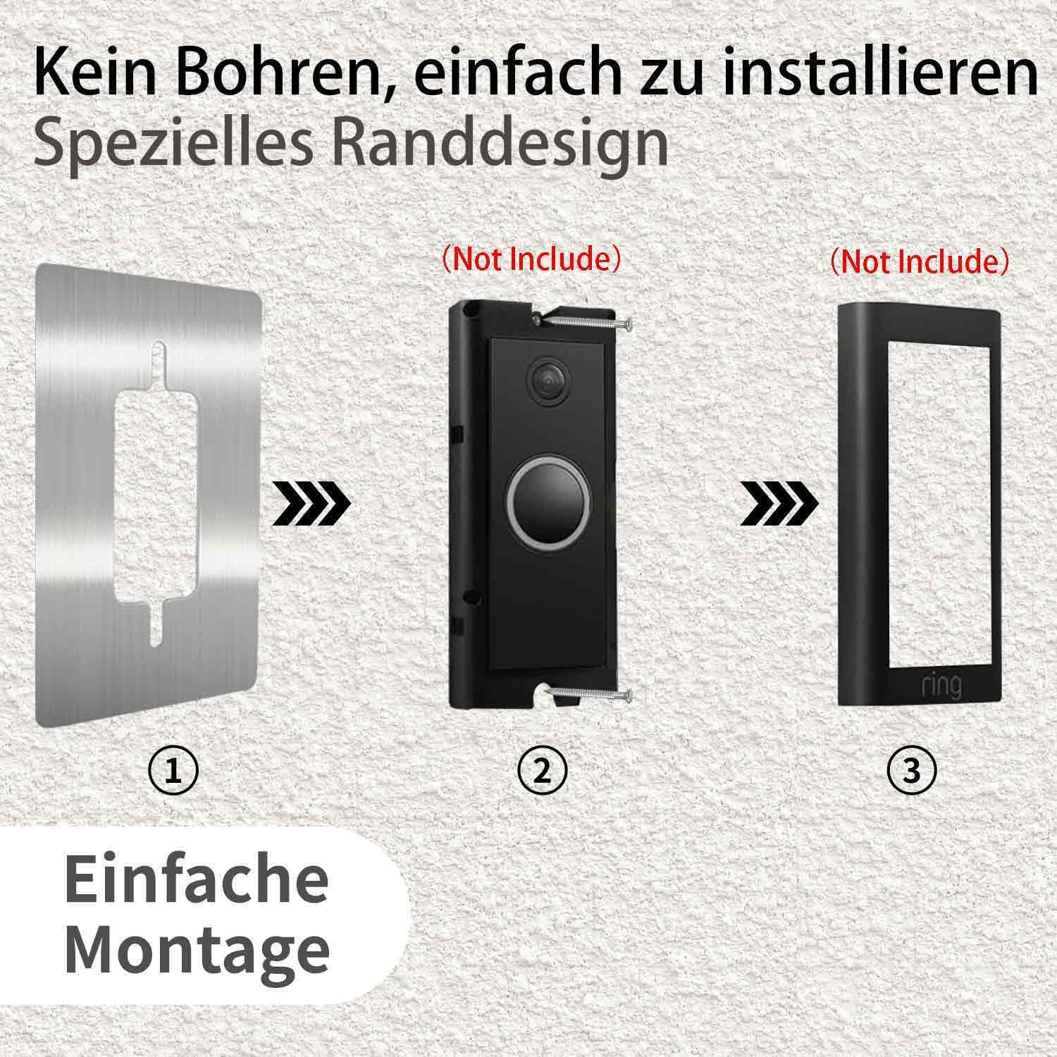 Thumbnail 3 de Verdeckte Blende aus Edelstahl für Ring Video Doorbell Wired – Halterung grün verdeckt alte Bohrlöcher