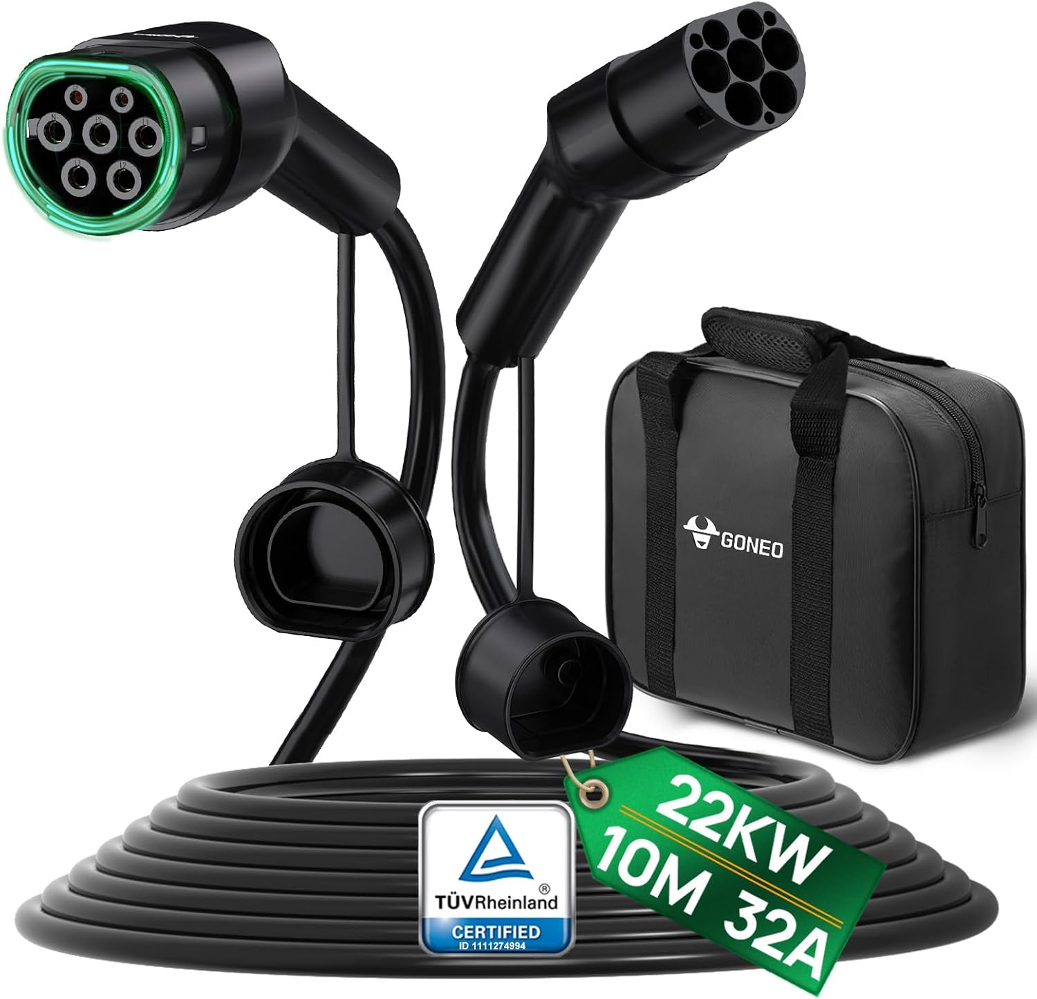 Detalle de GONEO Type 2 22kW 32A 10m charging cable