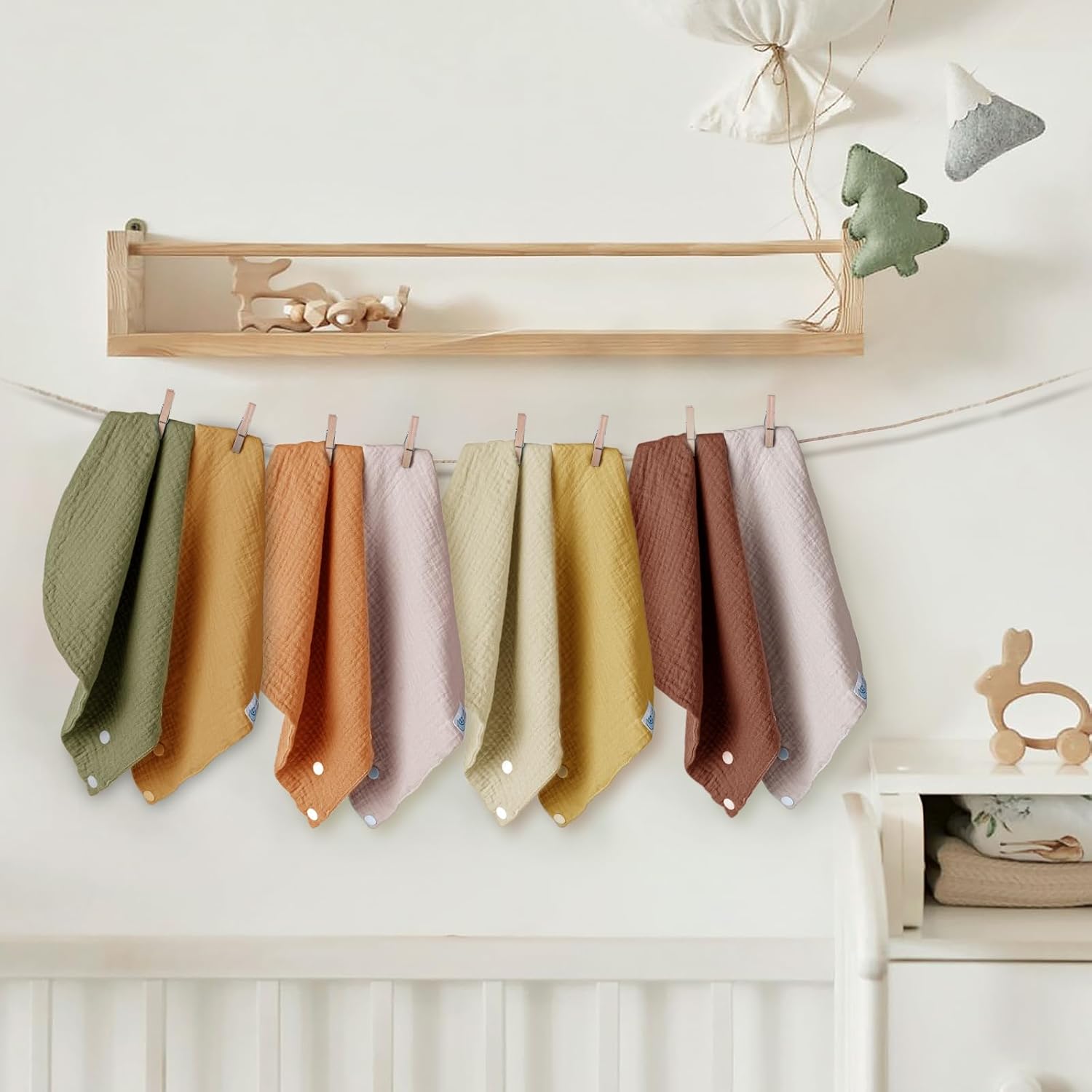 Thumbnail 5 de lulumoon Baby-Lätzchen Dreieckstuch (4-lagig, 100% Bio-Baumwolle) – absorbierendes Musselin Halstuch im Großformat