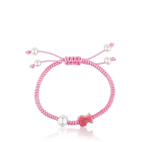 Detalle de TOUS Pulsera de Cordón para Mujer Tibet: rodonita y perlas cultivadas (0,6 cm) en Longitud 12–15,5 cm