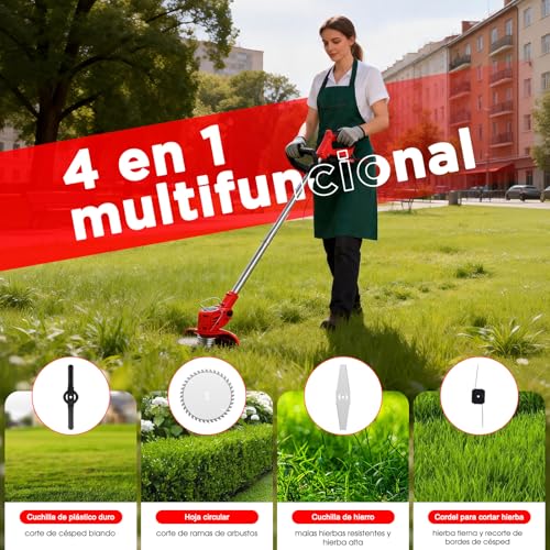 Thumbnail 2 de OUTIGO Cortacésped inalámbrico 21V con 2 baterías y 4 tipos de accesorios de corte para jardín y terraza