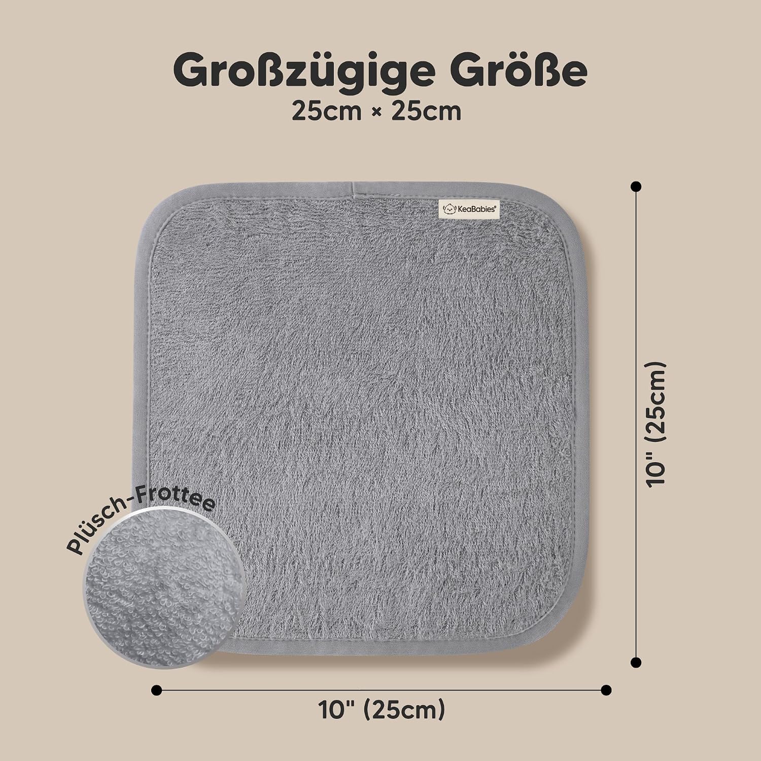 Detalle 2 de KeaBabies 6er Pack Babywaschlappen aus Bambus – Weiche, saugfähige 25×25 cm Waschlappen für Babys und Kleinkinder