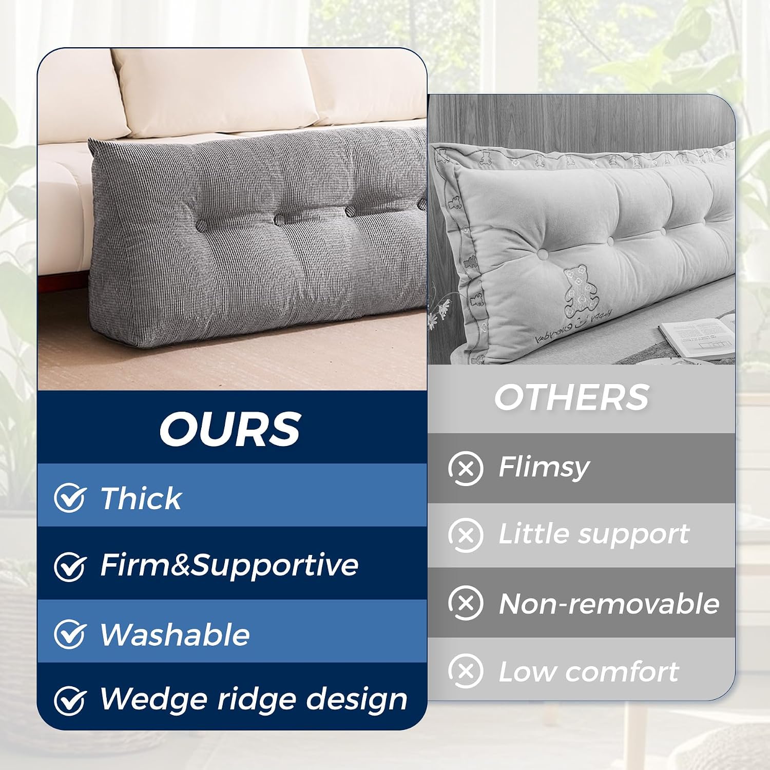 Thumbnail 3 de IASEAHK Headboard Pillow Twin: Triangle Wedge for Reading, Working, and Relaxing