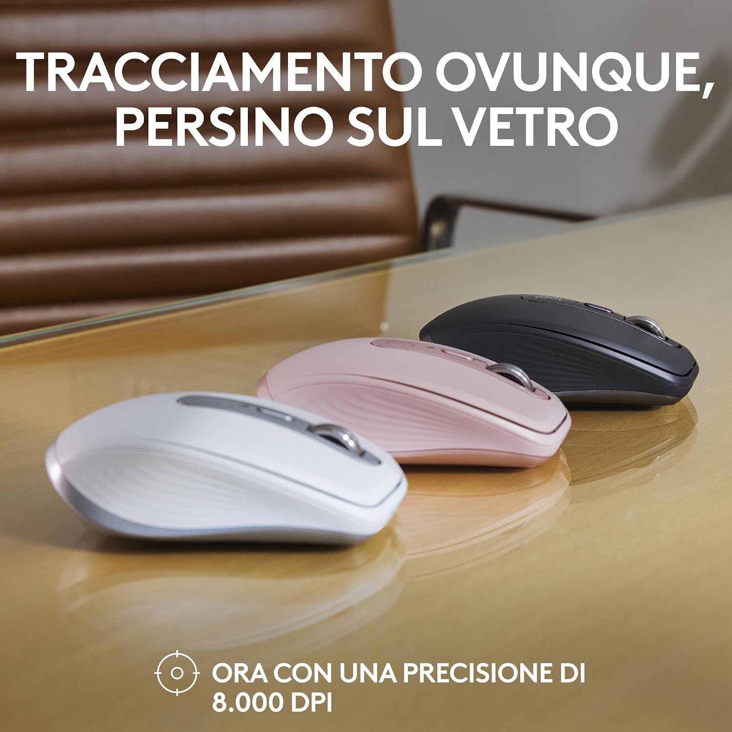 Detalle de Logitech MX Anywhere 3S: Mouse Wireless Compatto, 8K DPI e Clic Silenziosi