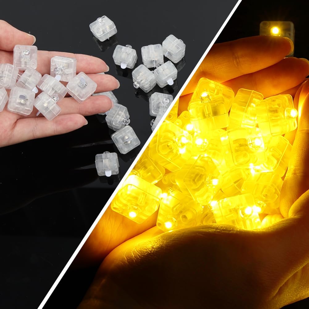 Detalle de AUAUY 30 vierkante mini-ledlampjes voor ballonnen, warmwit constant licht