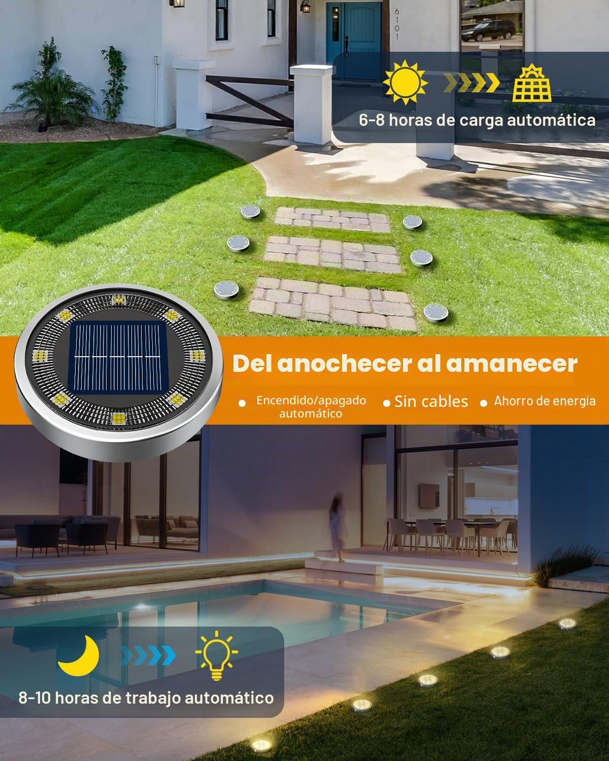 Thumbnail 1 de btfarm 8 Paquetes Luces Solares LED Exterior 8 LED