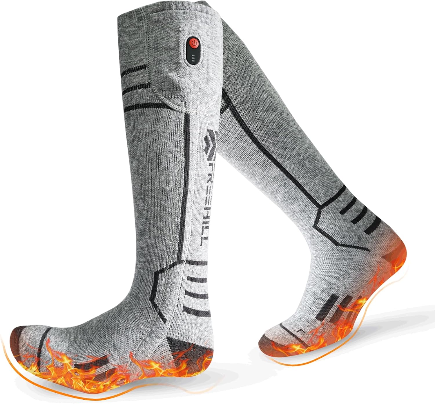 Detalle de FREEHILL Merinowolle beheizte Socken für Männer Frauen 1.0 Kniehöhe