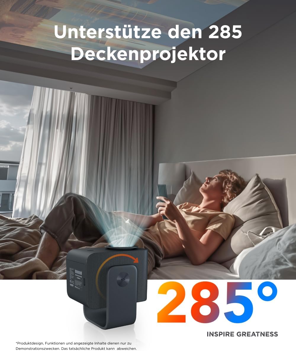 Detalle de TCL C1 GTV Mobiler Projektor (Native 1080p) mit integriertem Gimbal, Autofokus und WLAN/Bluetooth