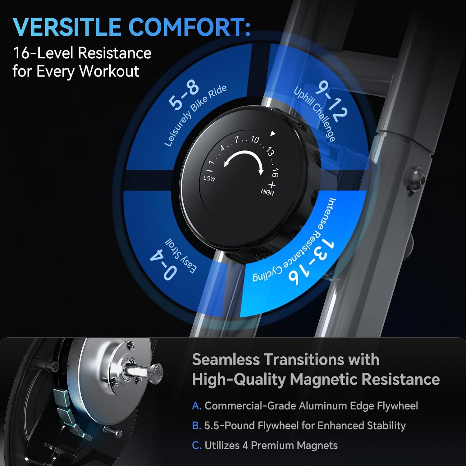 Thumbnail 1 de Foldable Exercise Bike with 16-Level Resistance ⚙