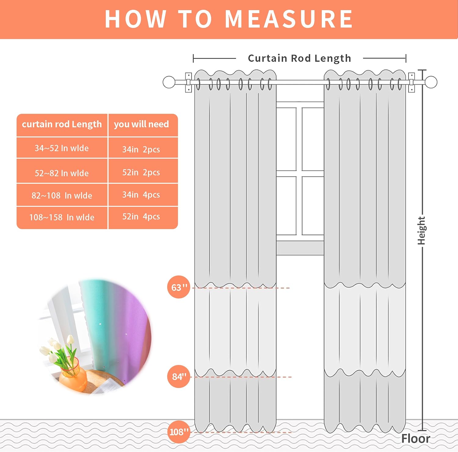 Thumbnail 5 de XiDi Rainbow Unicorn Curtains for Girls Bedroom — 2 Panels, 34" Wide x 63" Long, 80% Blackout, Grommet Drapes with Star Tulle (Pink/Purple/Green)