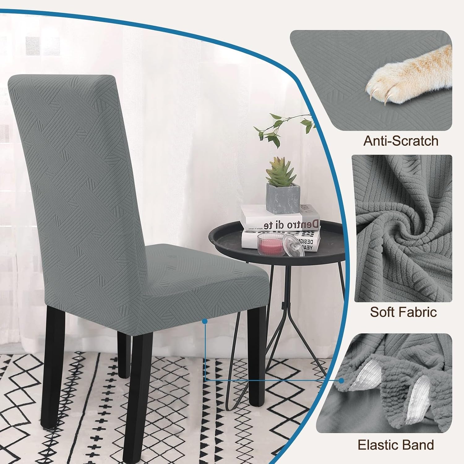 Detalle de Ystyle housse de chaise 6 pièces gris clair