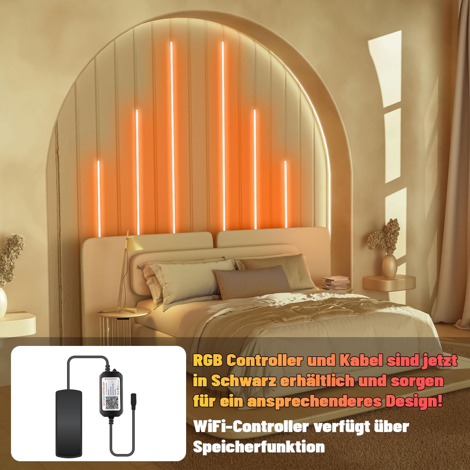 Detalle 2 de Lichaser RGB Schwarz LED Akustikpaneele 40/60/90 cm
