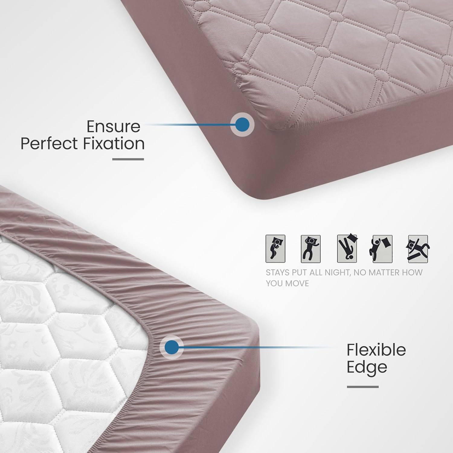 Thumbnail 3 de Ystyle protège-matelas imperméable 140x200 cm anti-acariens (jusqu’à 30 cm), matelassé lavable rose