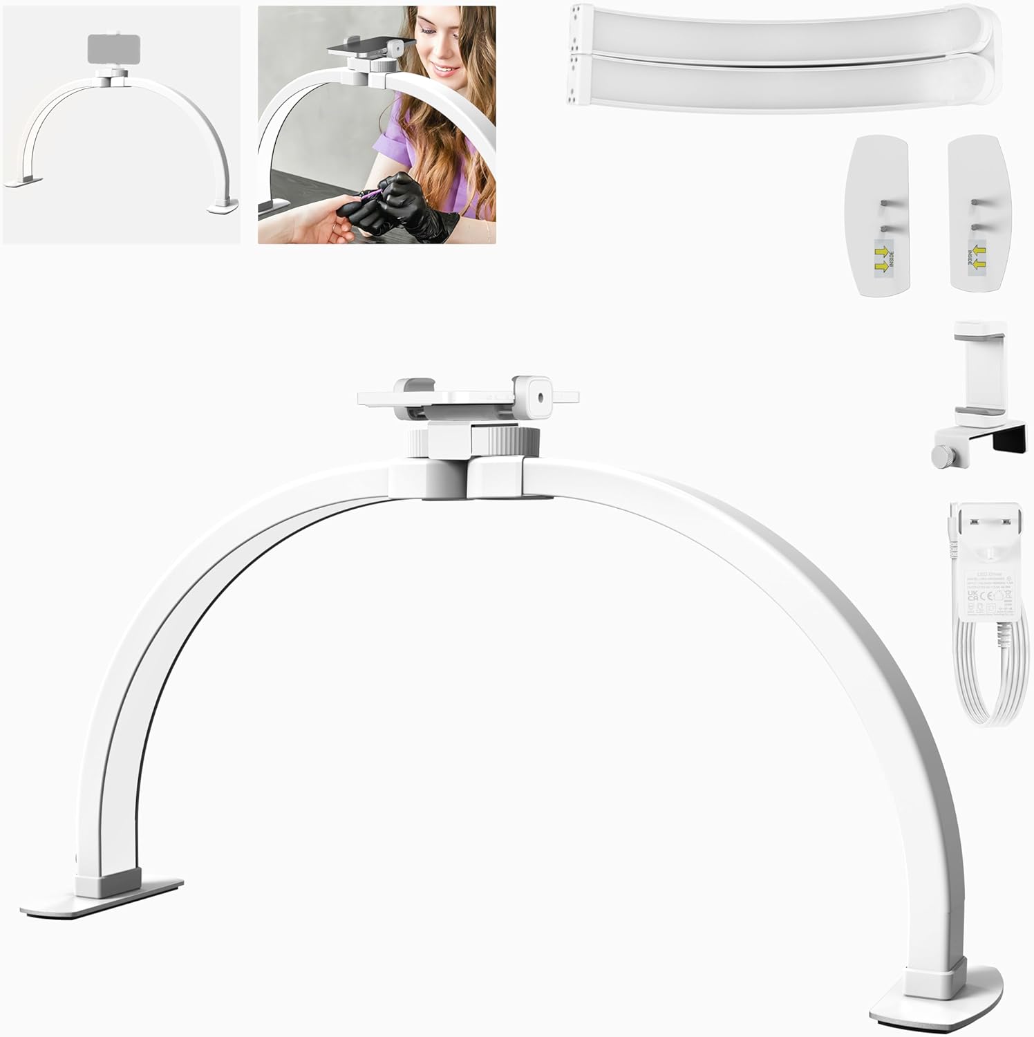 Detalle de Neewer Basics HM04-D 23" Half Moon Nail Light with Phone Mount (308 LEDs, 28W) desk lamp