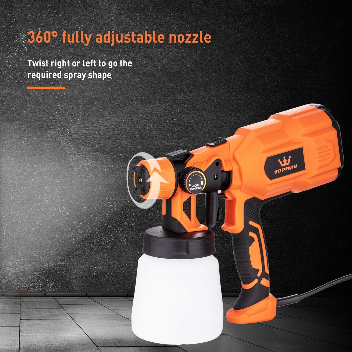 Detalle 2 de TOPWAY 550W Electric Paint Sprayer with 800ml Capacity – 2 Nozzles, 3 Spray Patterns