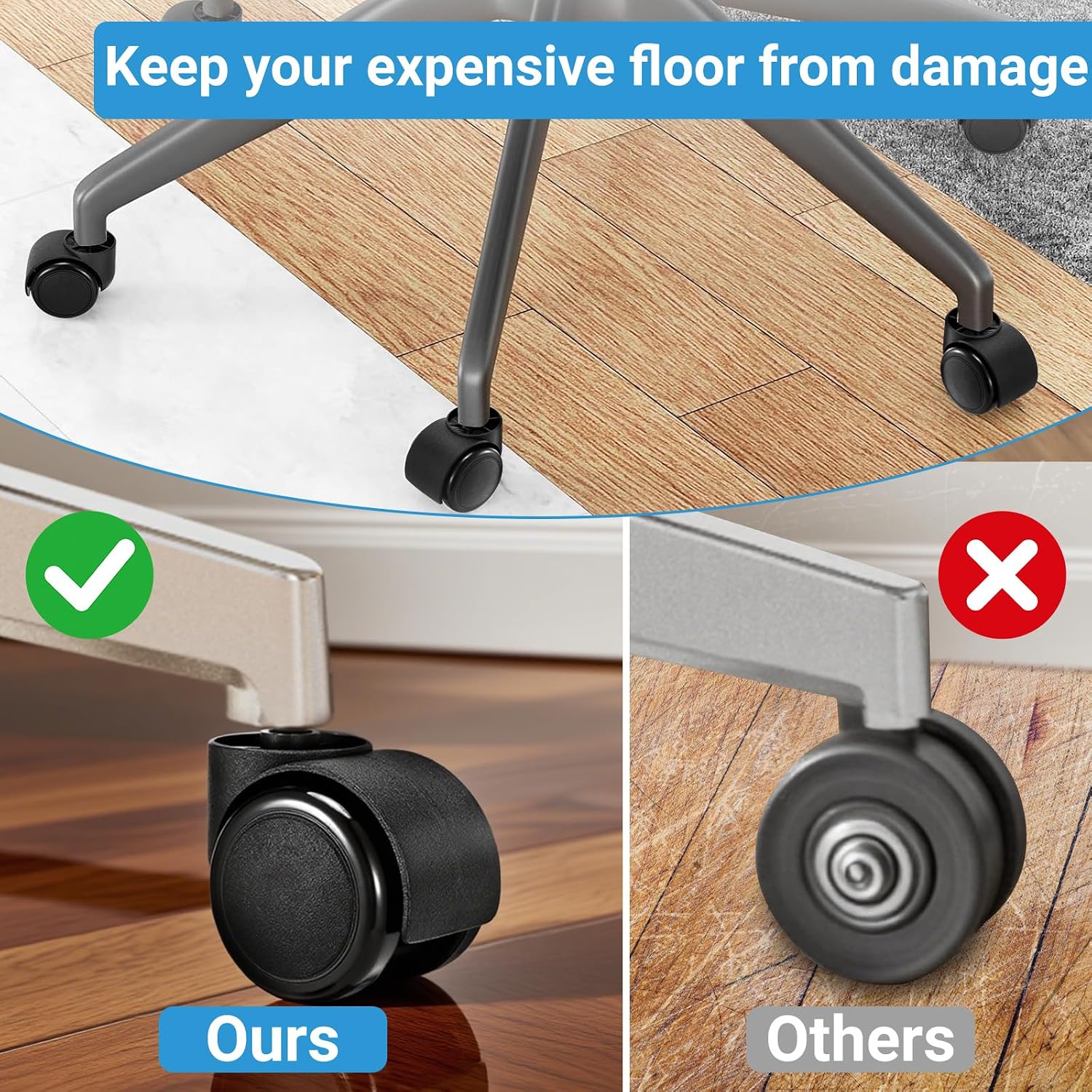 Thumbnail 5 de Pztayoe Pztayoe-2 英寸 PU 皮革轮-ZH-5 包 Office Chair Casters, 2-Inch Wheels, 11mm Stem