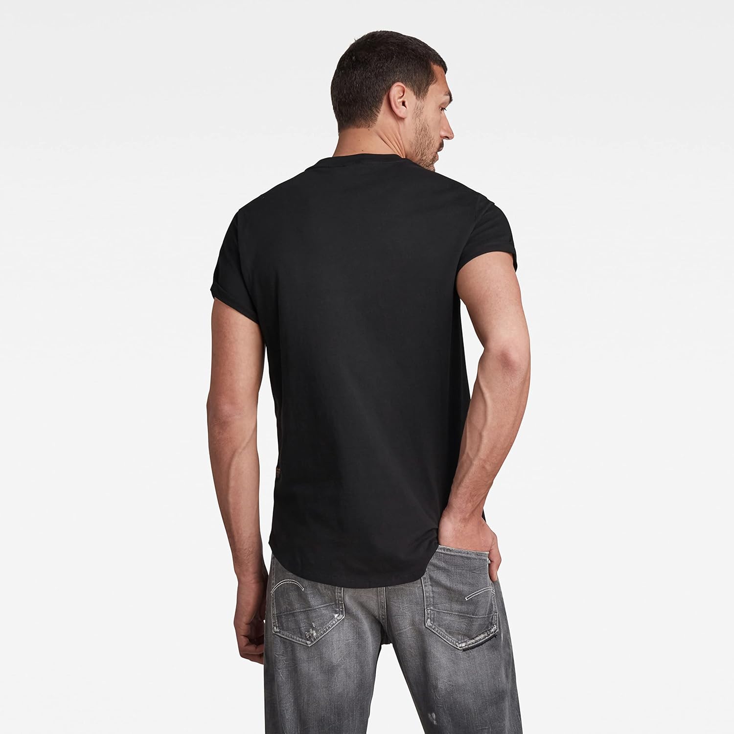 Detalle de G-Star Herren Base-S T-Shirt – Rundhals, Ärmel kurz, Umschlagsaum