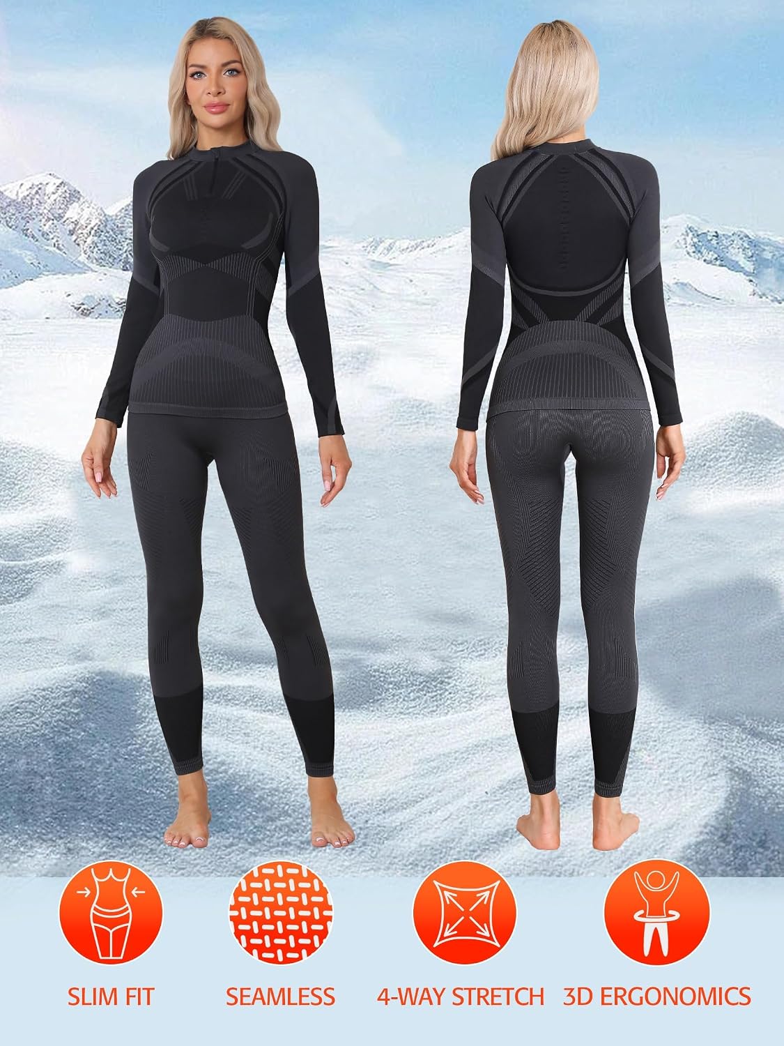 Thumbnail 4 de ATTRACO Womens Thermal Set half-zip long johns for winter