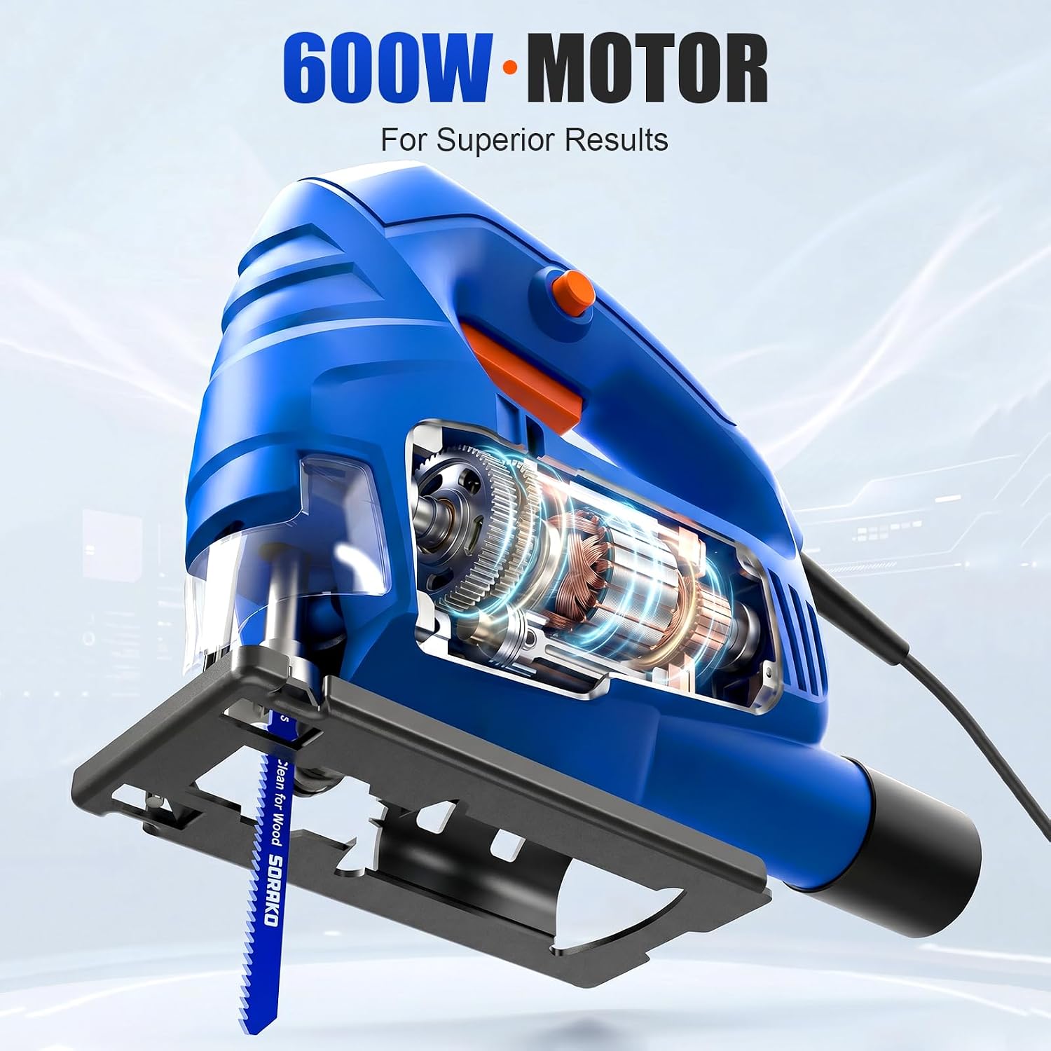 Detalle de SORAKO Jigsaw 600W Corded Electric Jigsaw for DIY, Worktops & Laminate