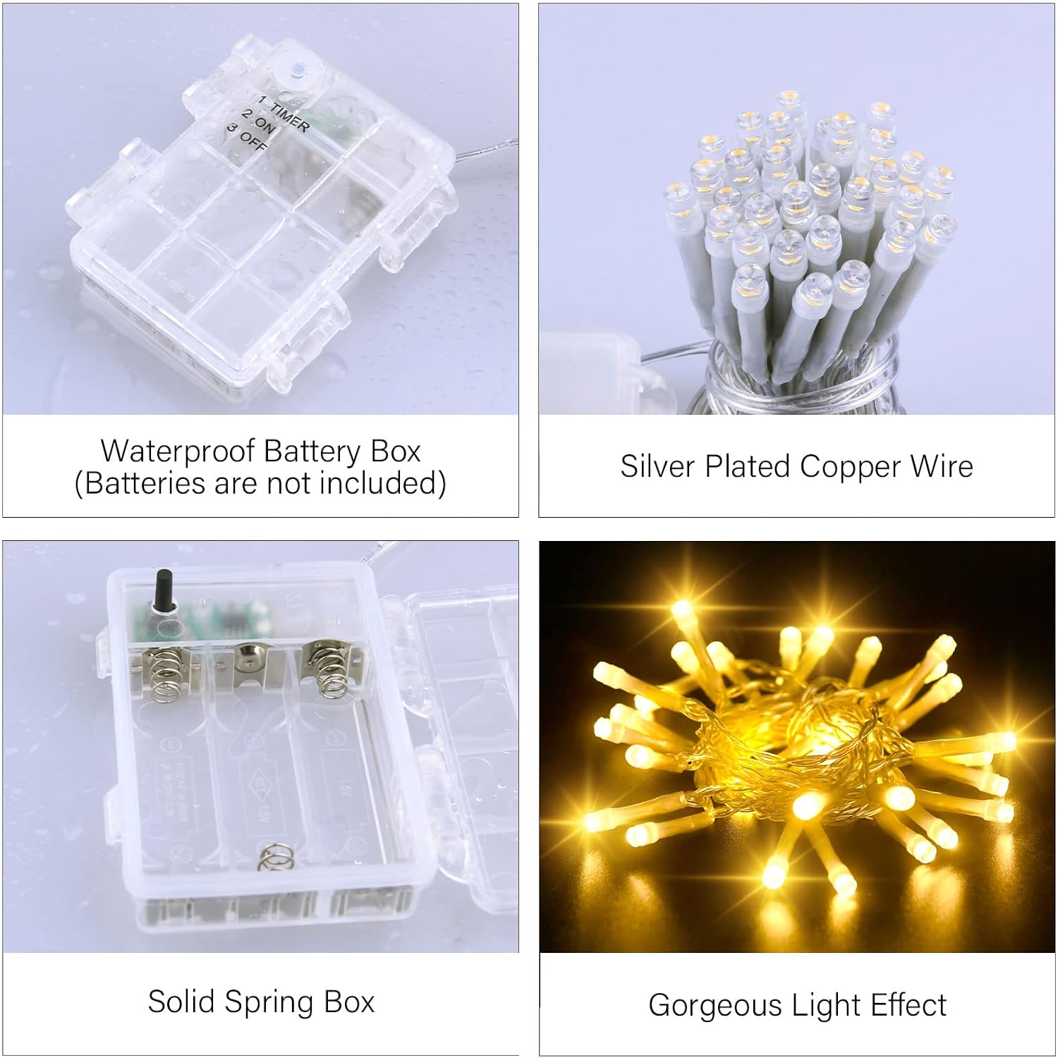 Thumbnail 6 de Dalugo warm white battery fairy lights 5m