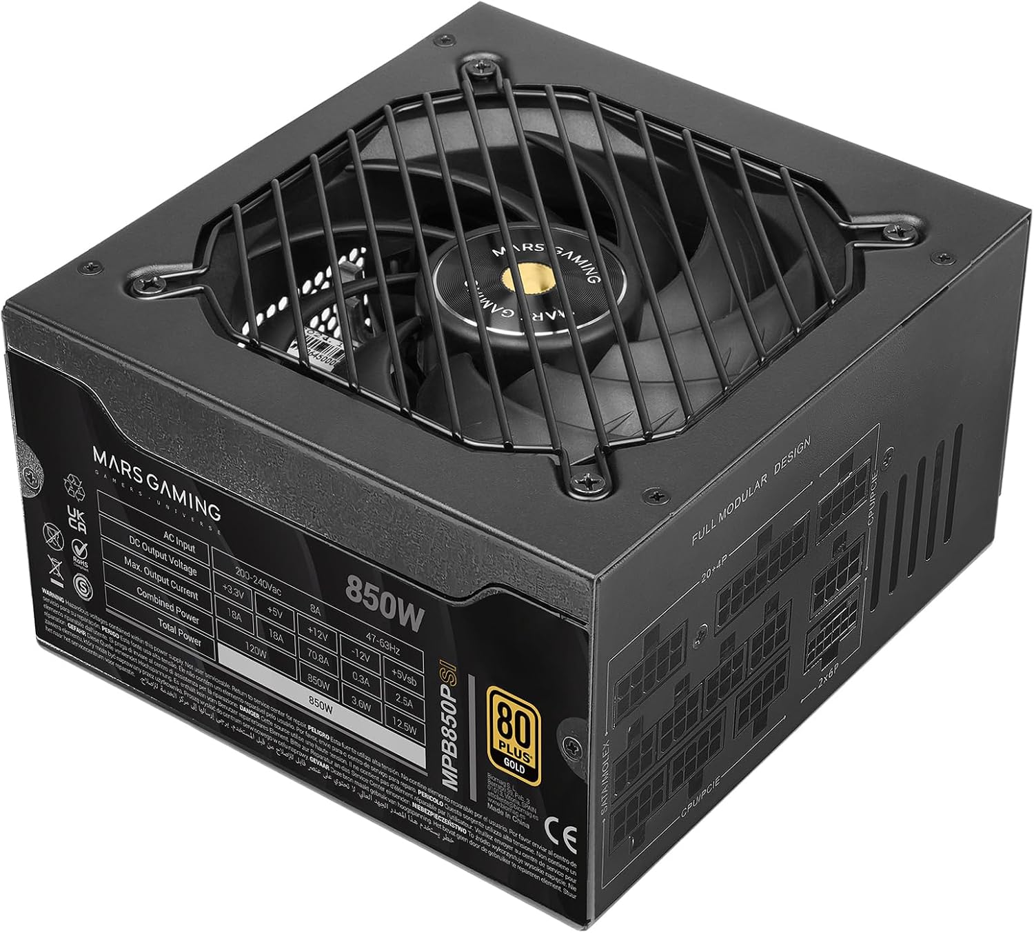 Detalle 2 de Mars Gaming MPB850PSI, alimentatore Full Modulare ATX 850W 80 Plus Gold con ATX 3.1 e PCIe 5.1