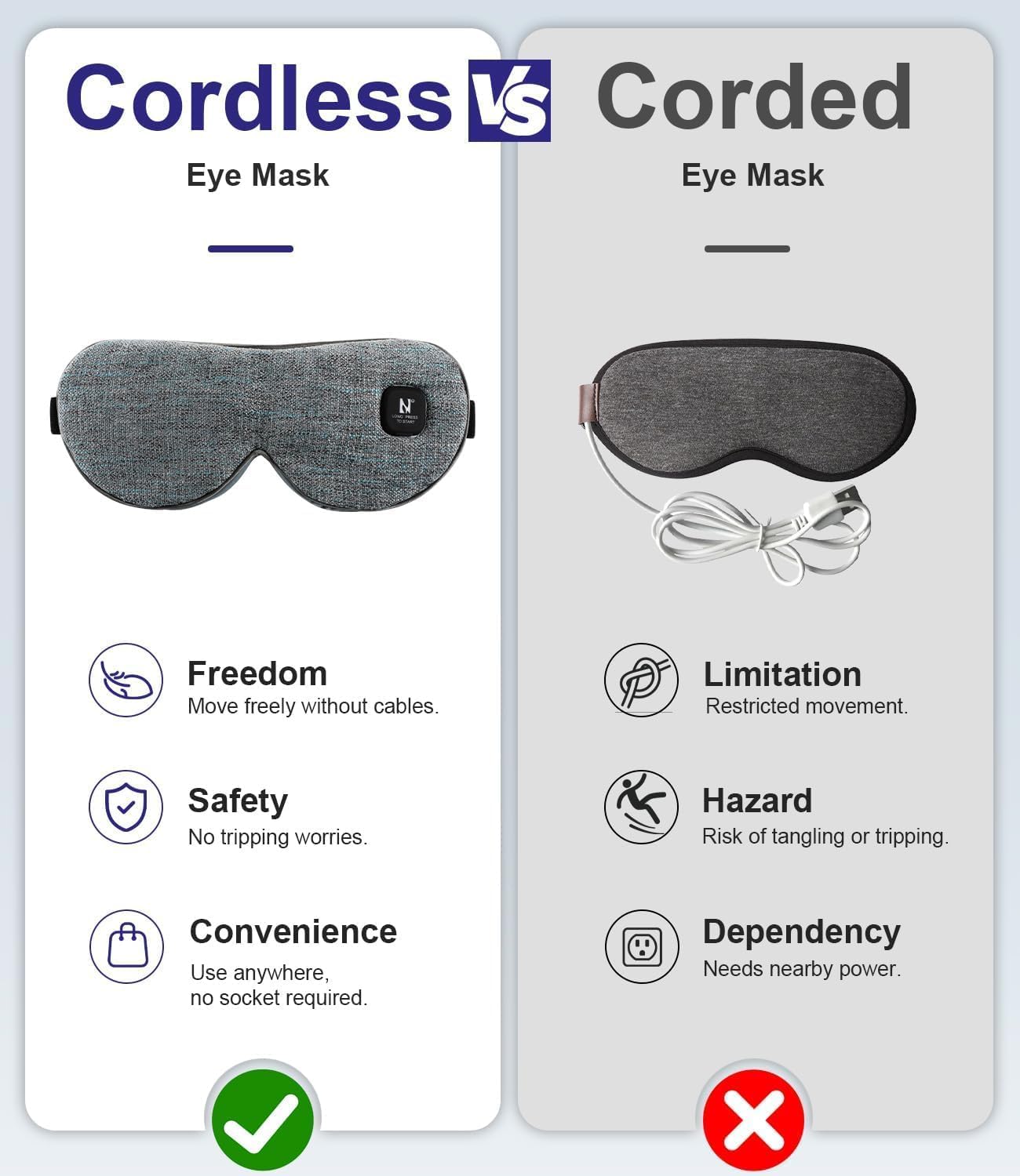 Thumbnail 1 de Aroma Season Cordless Heated Eye Mask, Washable Cover, Gray
