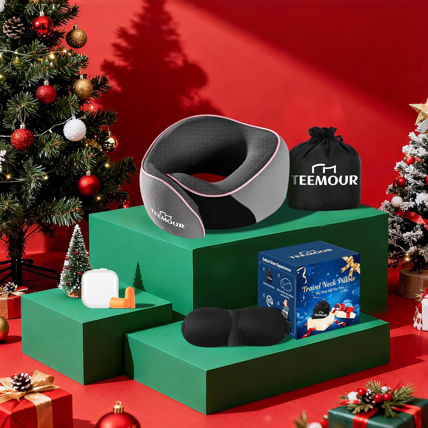 Thumbnail 1 de Memory Foam 360 Neck Travel Pillow with Mask
