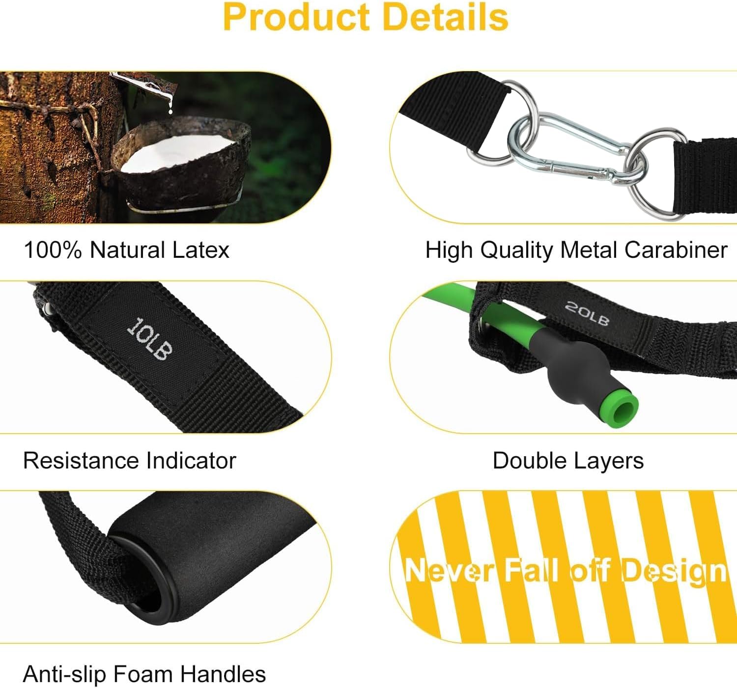 Detalle de JATEKA gomas elásticas de musculación 150 lbs (12 piezas) con 5 niveles de resistencia