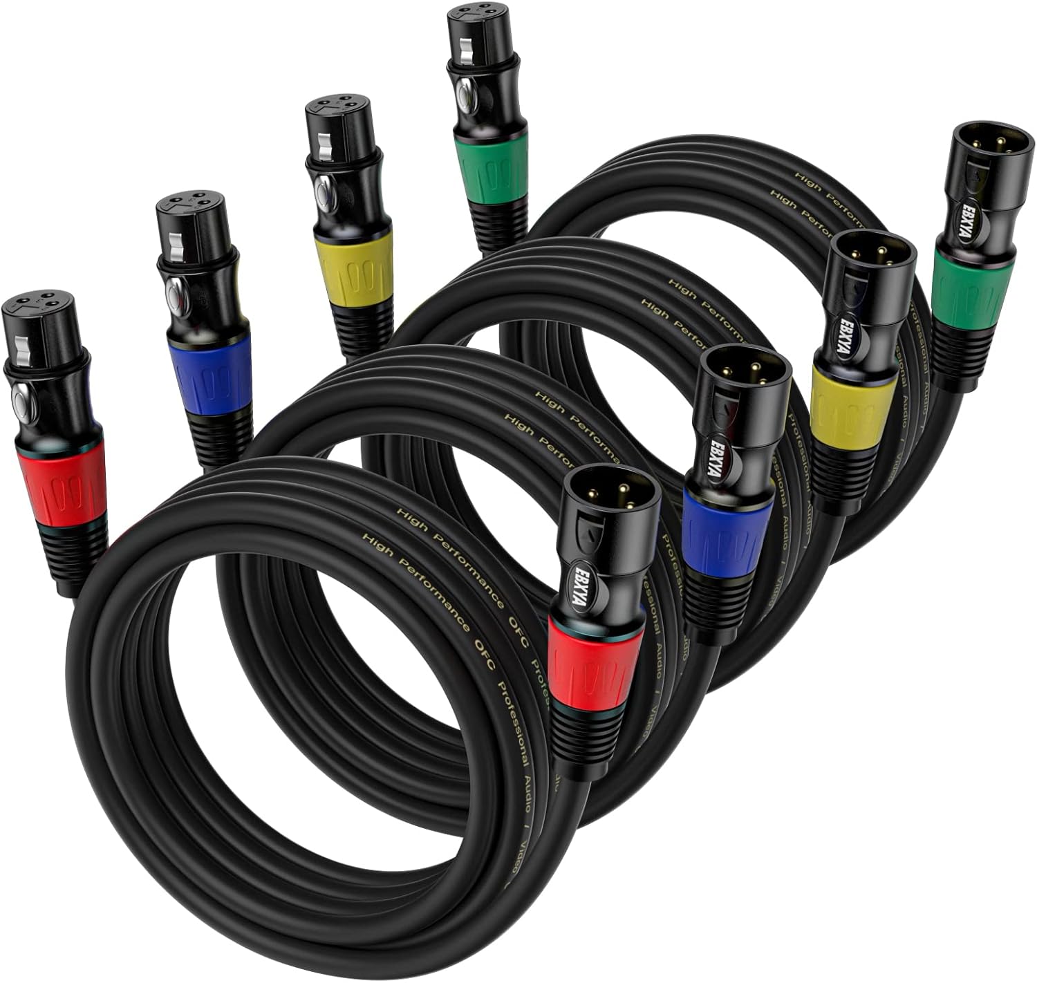 Detalle de EBXYA XLR Cables EBXYA-XLR-10FT-M2F, 10 ft Male-to-Female 4-Pack