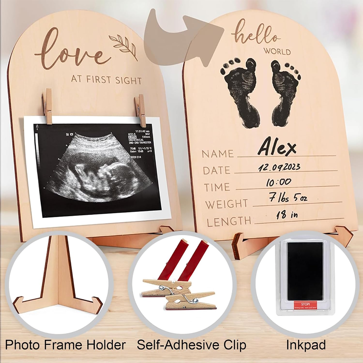 Detalle 2 de D-buy Baby Milestone Sign, Hardwood