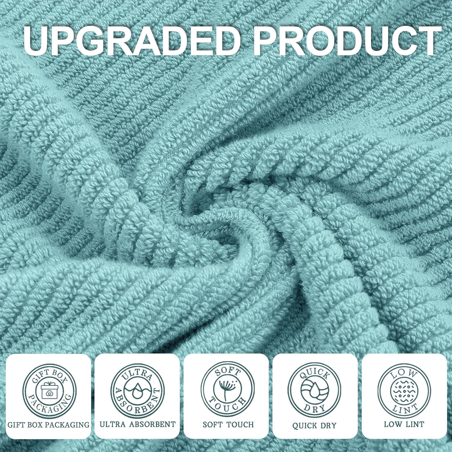 Detalle 2 de Teal 4-Piece Hand Towel Set 18x28