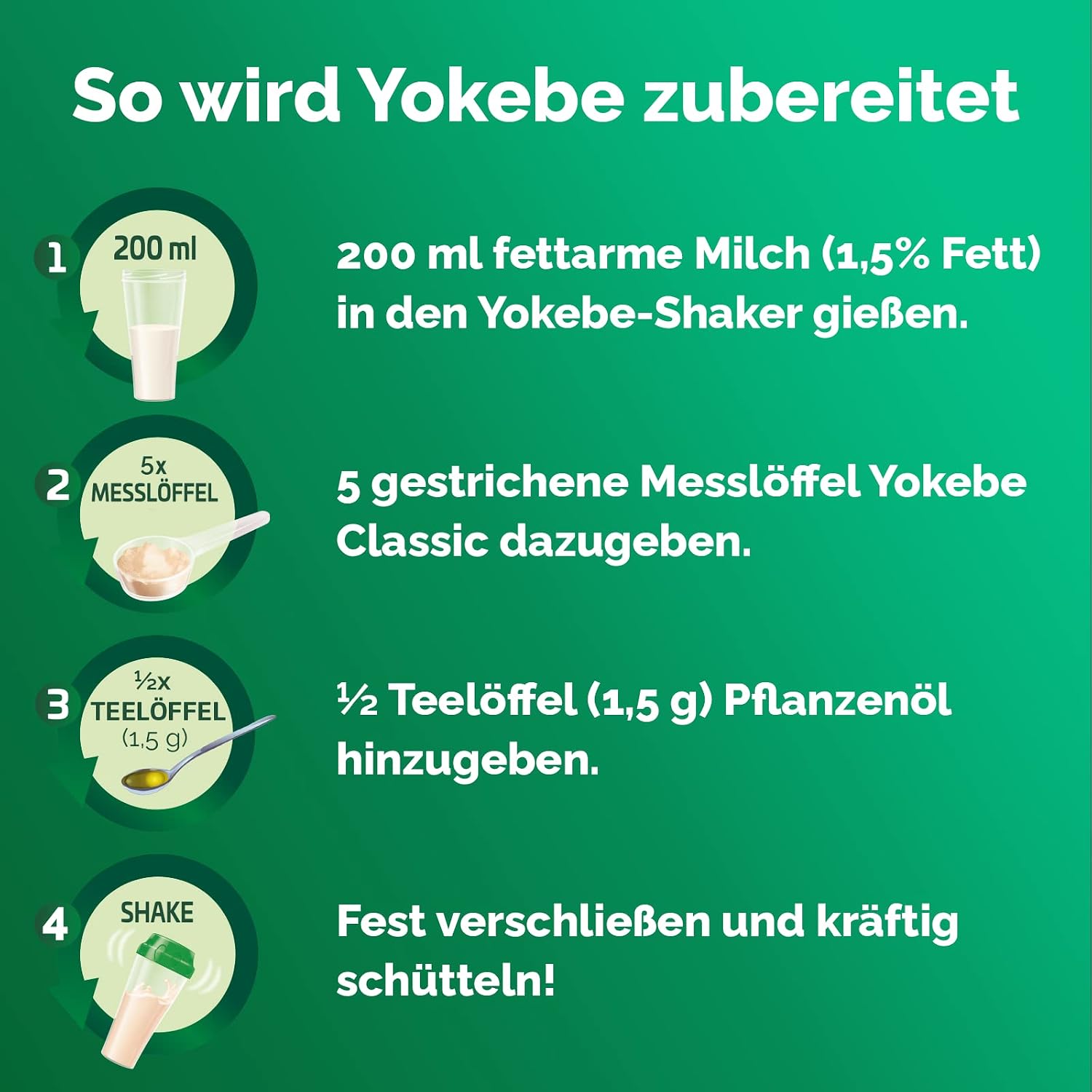 Detalle de YOKEBE Classic Diätshake zum Abnehmen (glutenfrei & vegetarisch) – Mahlzeitersatz mit hochwertigen Proteinen, 500 g