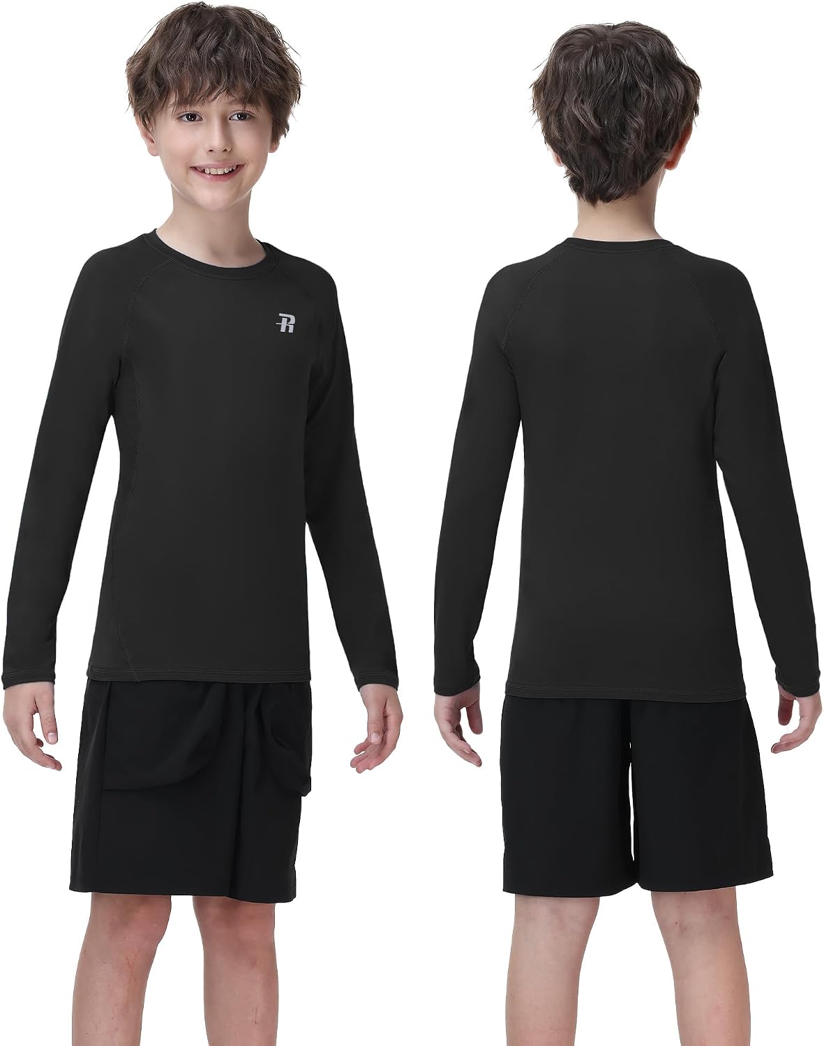Detalle 2 de Runhit Boys Compression Shirt Long Sleeve: UPF 50+ base layer for active kids