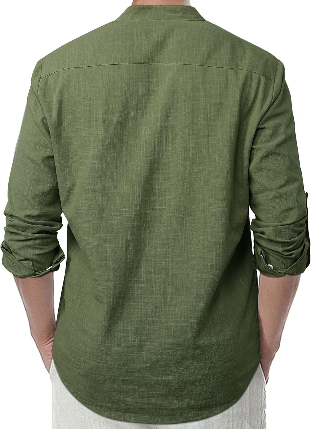 Thumbnail 2 de Enlision Herren Baumwolle-Leinenhemd (Langarm, Regular Fit) – Sommerhemd mit Henley-Kragen