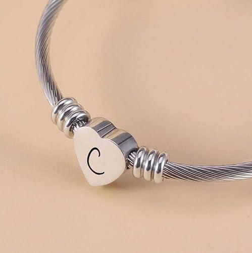 Thumbnail 2 de Suonie Plata Amor Corazón: Pulsera con Letra Inicial A–Z ajustable, regalo significativo para familiares y amigos