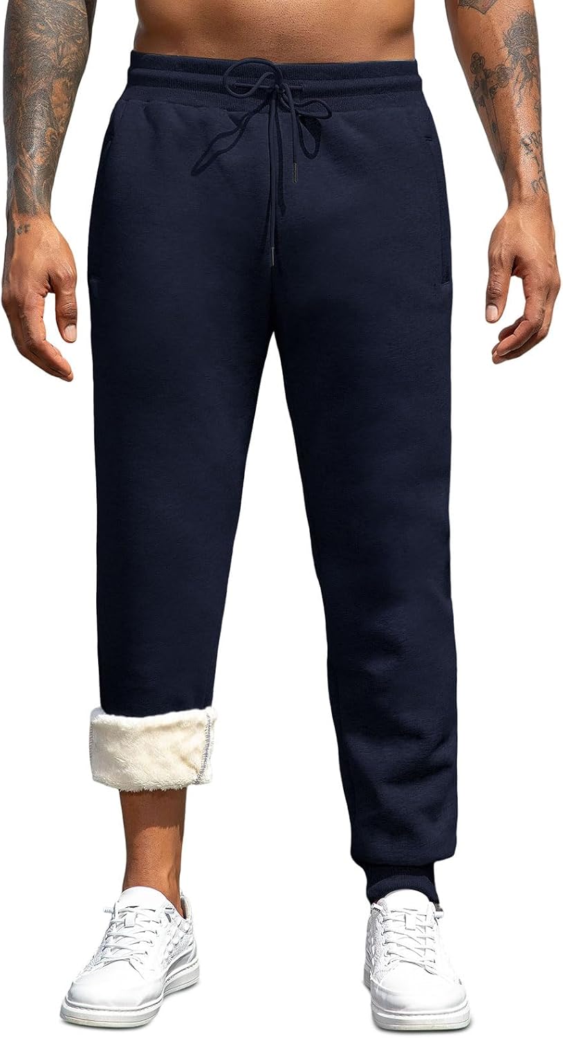 Detalle 2 de Vorvowry fleecefodrade joggingbyxor för män med lös passform