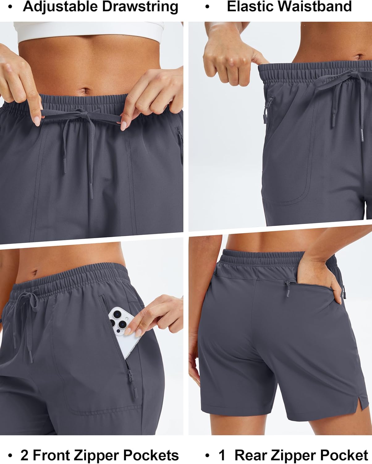 Detalle de MAGCOMSEN Women's 5" Hiking Shorts with UPF 50+ | Quick-Dry, Lightweight, Pockets