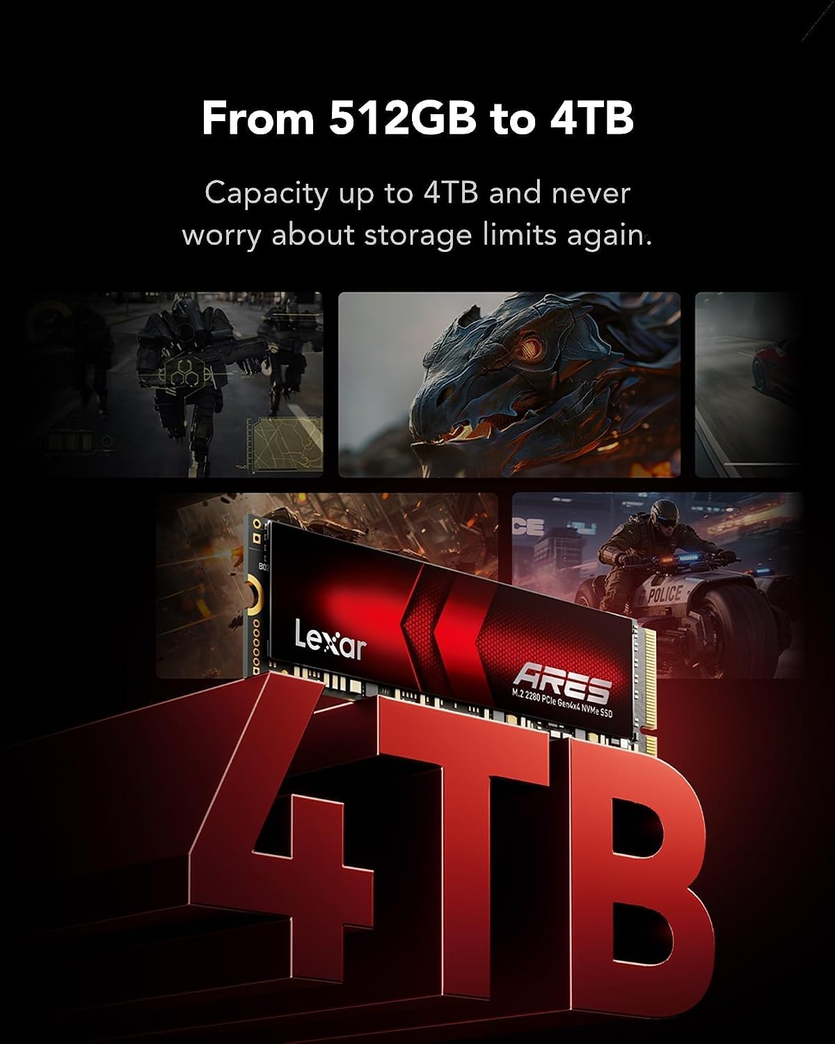 Thumbnail 3 de Lexar ARES 512Go M.2 PCIe Gen4 NVMe