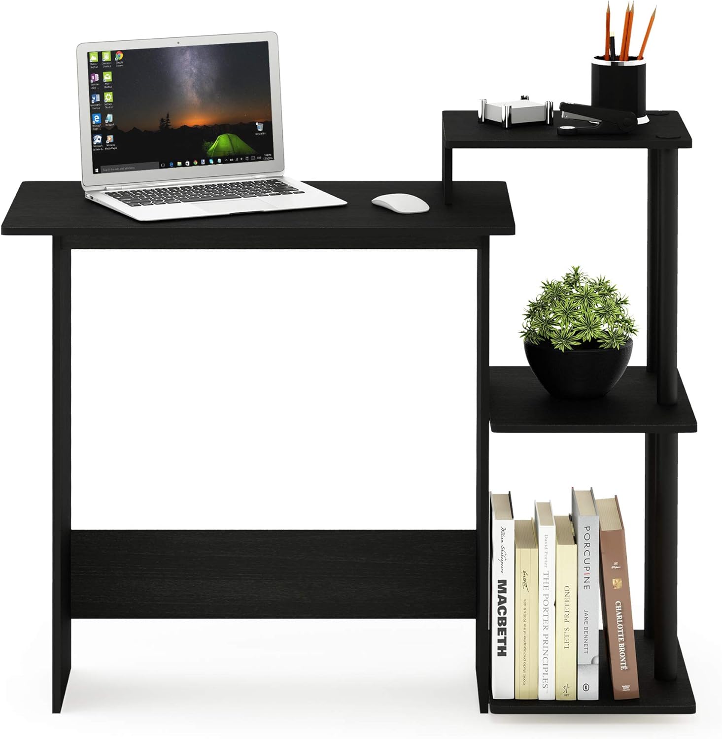 Thumbnail 3 de Furinno Efficient Home Laptop Notebook Desk: Compact, Durable Study and Writing Desk (Americano/Black)