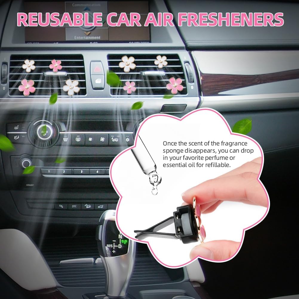 Thumbnail 5 de URAQT Daisy Flower Air Vent Clip – 8-Pack Pink Car Air Fresheners