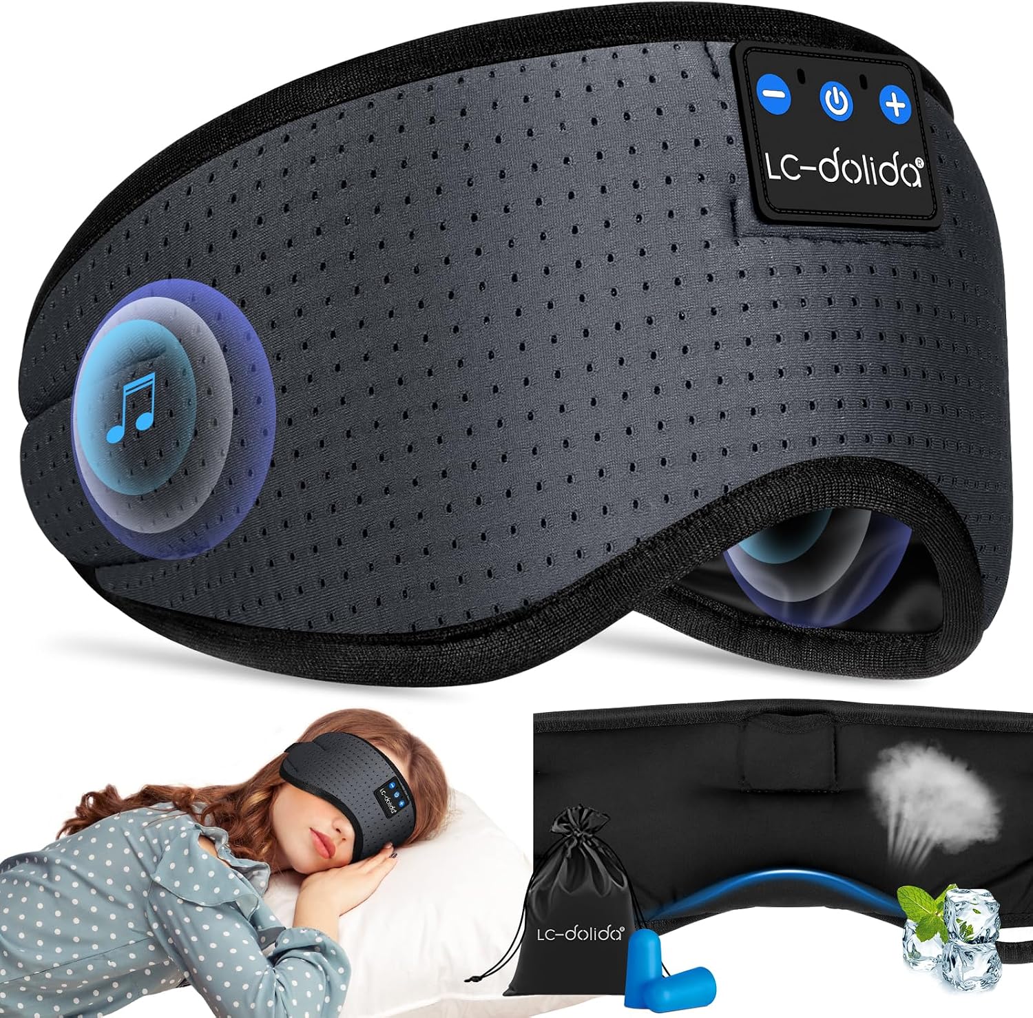 Detalle de LC-dolida LC001 Bluetooth Sleep Mask with Breathable Memory Foam