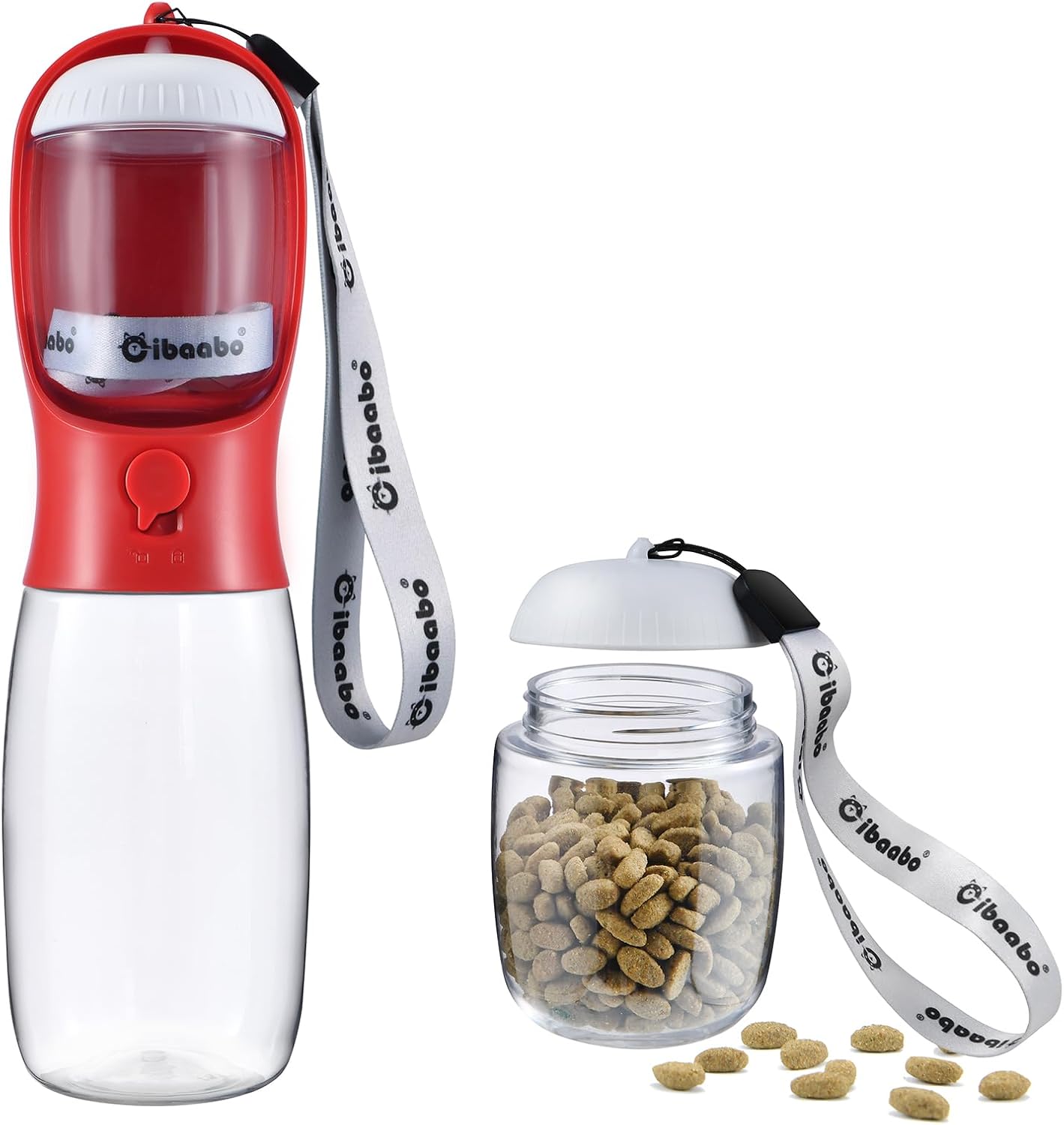 Detalle de Cibaabo Dog Water Bottle with Food Container: All-in-One Travel Hydration for Small and Large Dogs