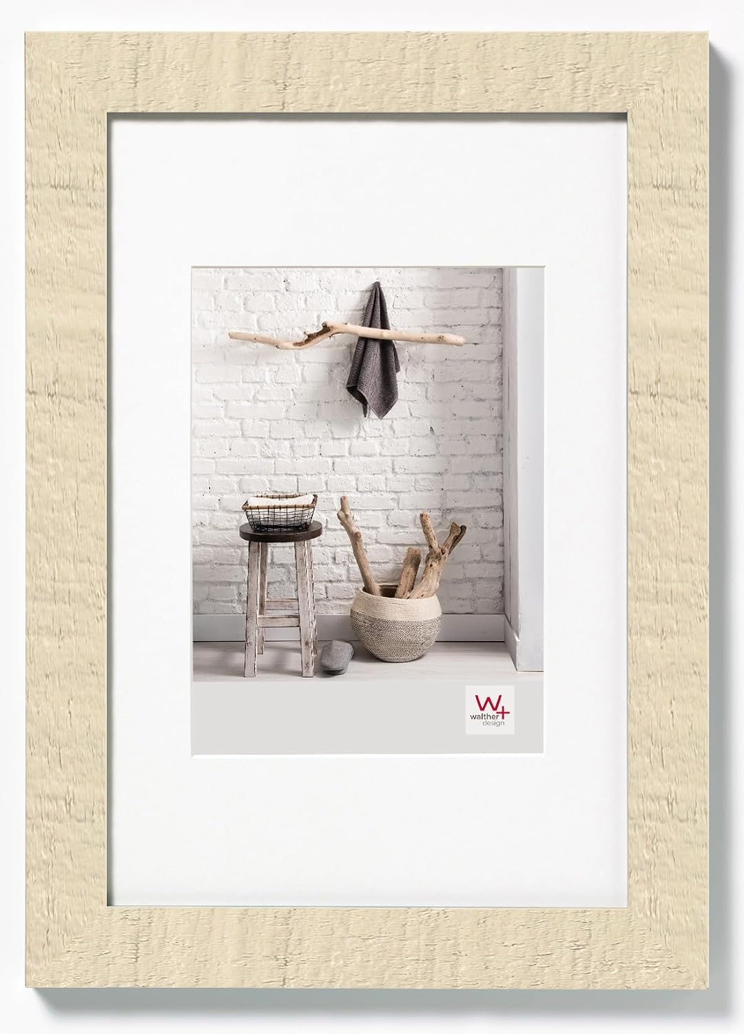 Detalle de Walther Design Cadre Photo Blanc crème 18 x 24 cm avec Passe-Partout – HO824W