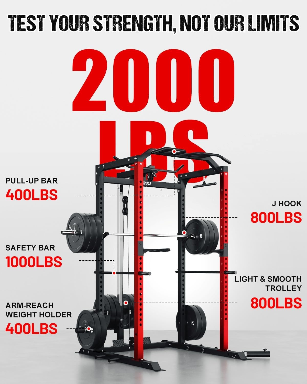 Detalle de allviate C1-V4 Power Cage, 1:1 Pulley System, 2,000 lb Capacity