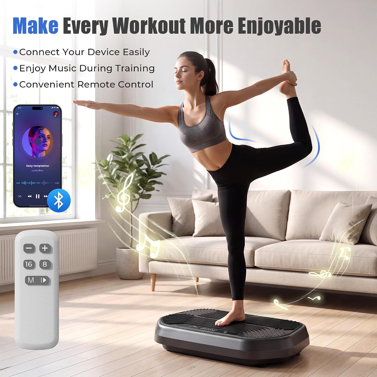 Detalle de Kalietel S1 Vibration Plate with 20 Levels, 9 Programs and Bluetooth