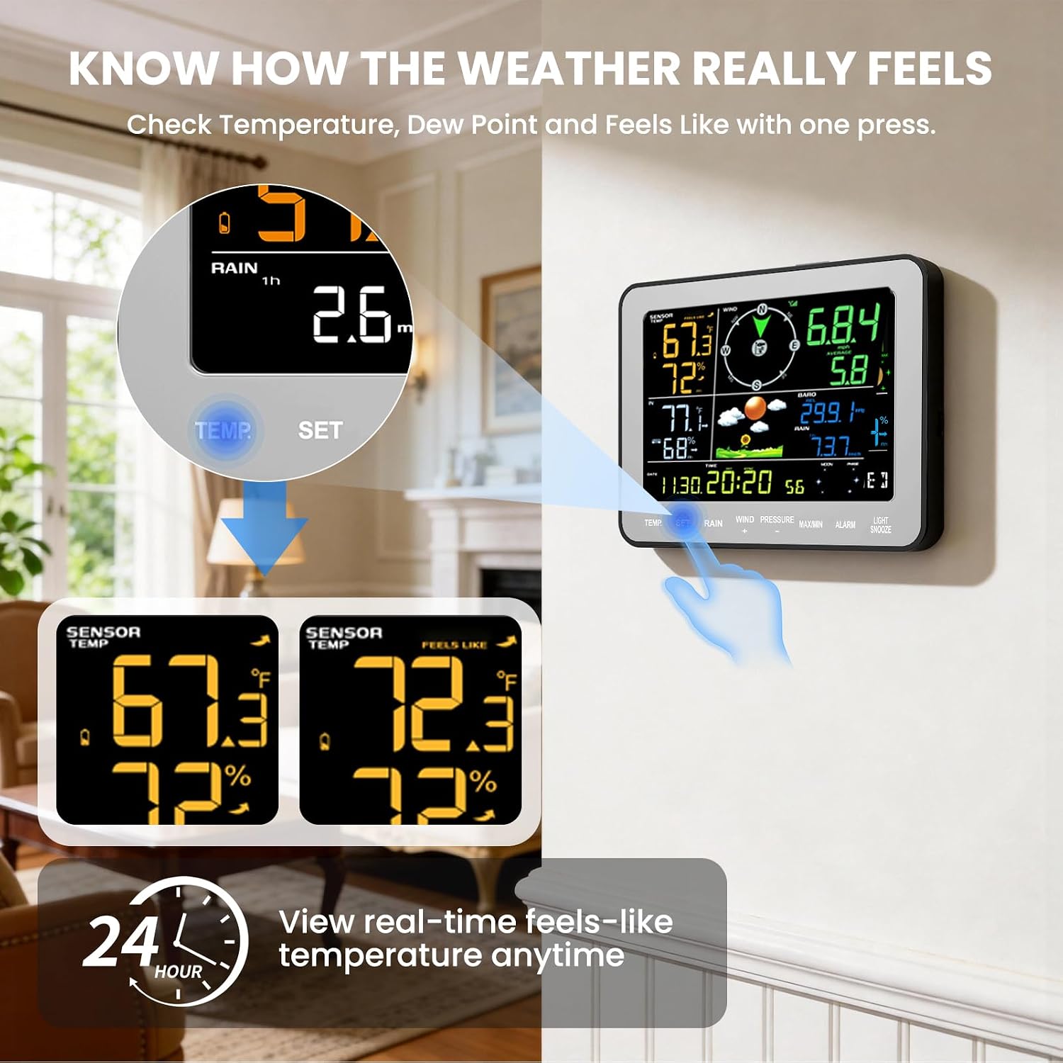 Thumbnail 4 de Sainlogic Weather Station with 6.5-Inch Display