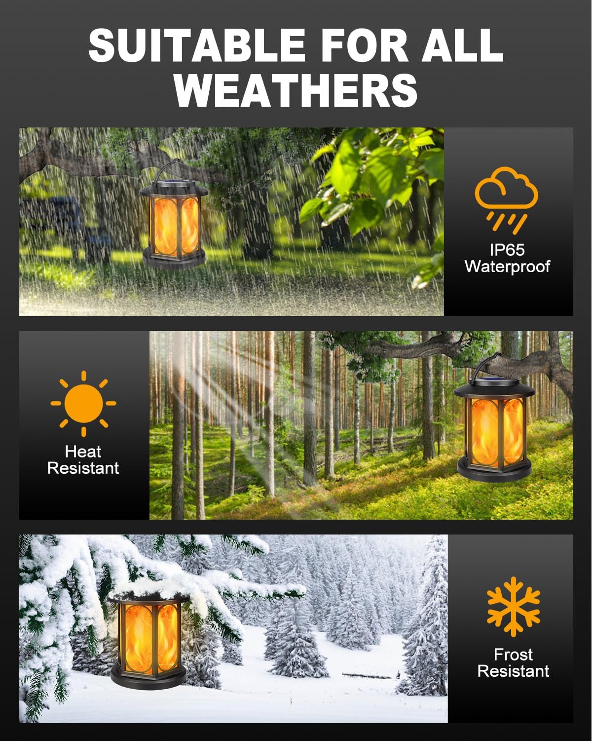 Thumbnail 3 de KALAHOL Solar Lanterns Outdoor Garden 2 Pack with Realistic Flickering Flame (IP65, Oval Style)